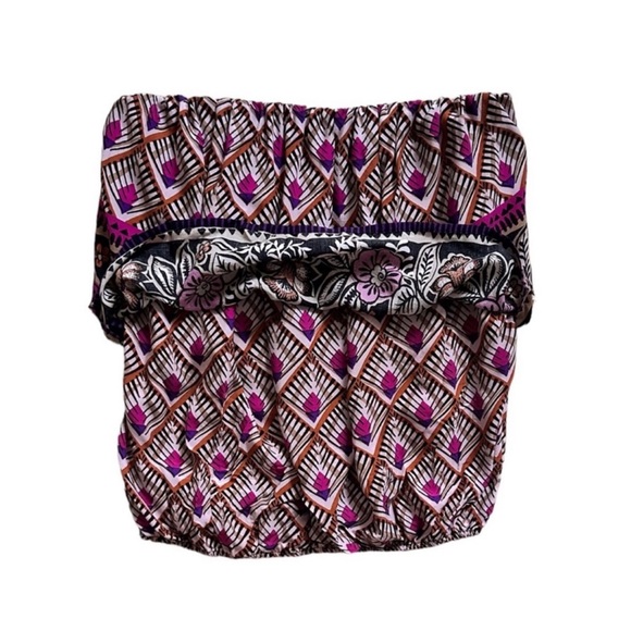 Express Multi Colored Print Strapless Blouson Top Size Small - Picture 5 of 7